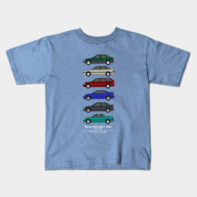 Rover R8 200/400 classic car collection Kids T-Shirt by RJW Autographics